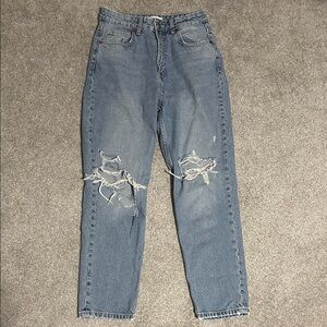 Zara Distressed High Waist Mom Jeans